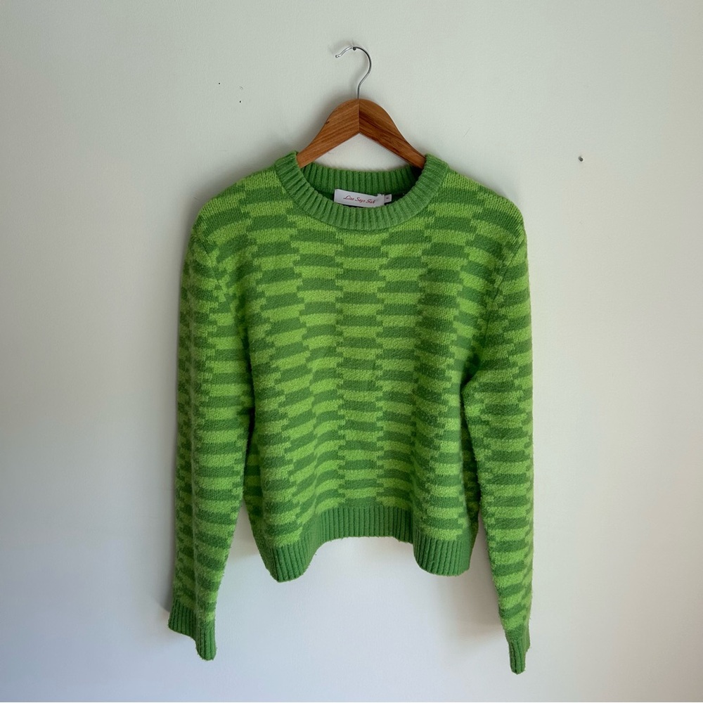 Lisa Says Gah Green Patterned Sweater